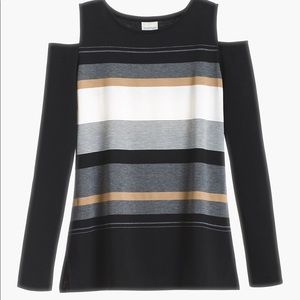 Chico’s Zenergy Shannon Stripe Cold-Shoulder Top